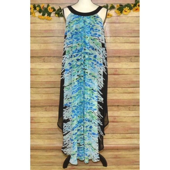 Avenue Sleeveless Summer Dress Midi Shift Flowey Chiffon Size 30 32 Beach Resort - Picture 1 of 13